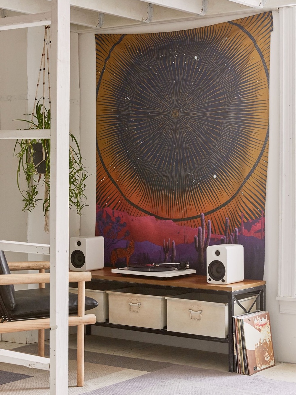 Urban Outfitters Neutral Desert Graphic Tapestry - Cream & Brown